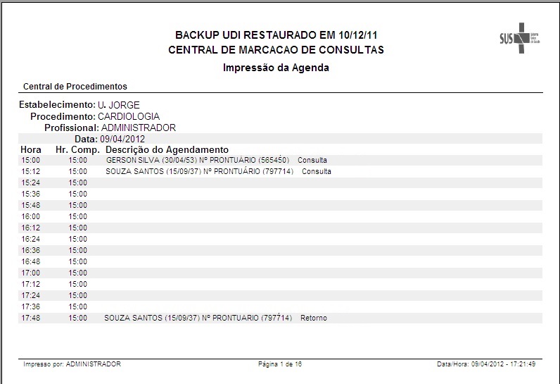 Impressão Agenda